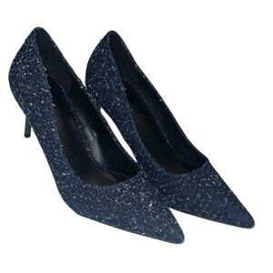 New York and Company Navy Boucle Textile Upper Pointed Toe Pumps Size 7.5 New